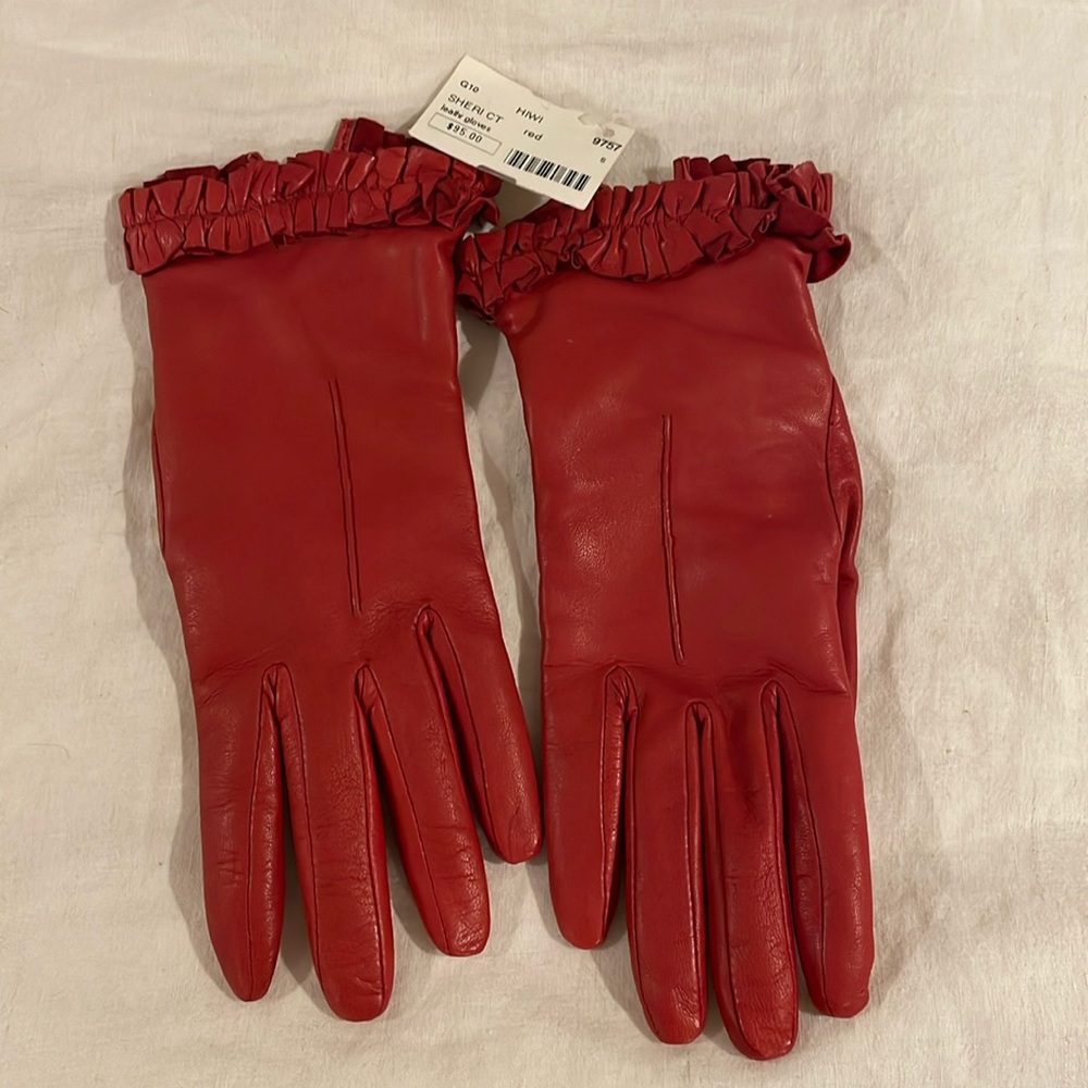 NEW - Red leather gloves with cashmere lining